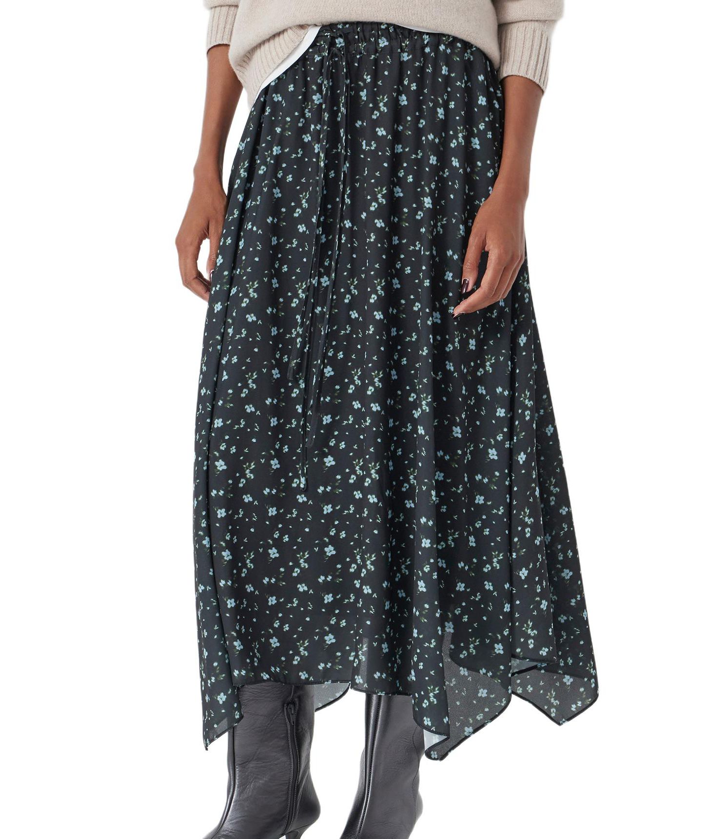 Женская юбка Hush Kaia Chiffon Hanky Hem, цвет: С принтом чёрный — фото 1