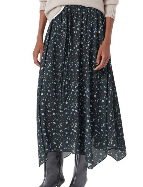 Женская юбка Hush Kaia Chiffon Hanky Hem, цвет: С принтом чёрный