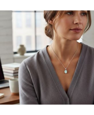 Oval Created Opal Solitaire Pendant Necklace in Rose Gold Sterling Silver