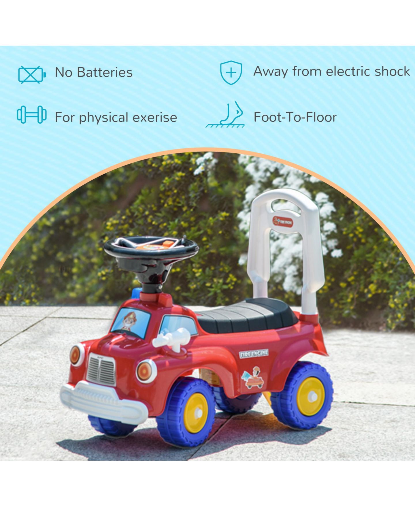 Детская игрушка Qaba Toddler Ride on Fire Truck with Music, Horn, Under Seat Storage, цвет: Красный — фото 4