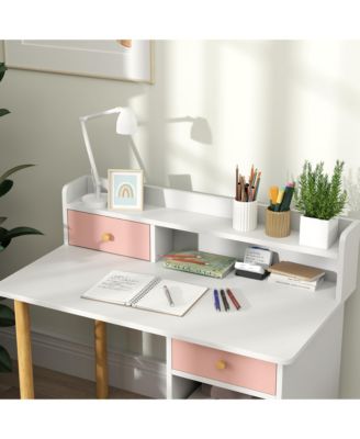 Kids Desk and Chair Set w/ Storage, for Girls Boys 3-8 Years,