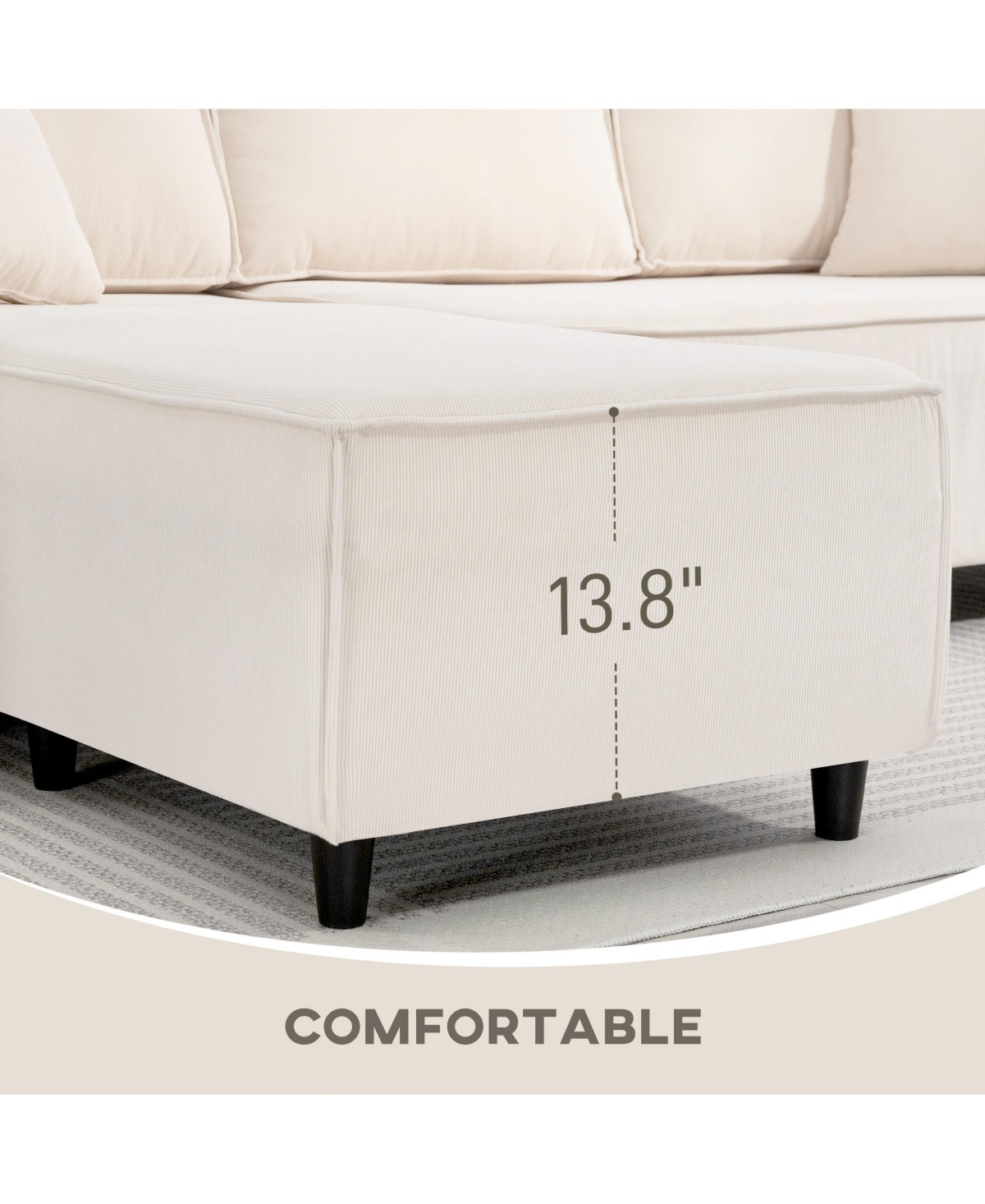 Homcom Chaise Sectional Sofa, Corduroy Fabric Corner Couch,