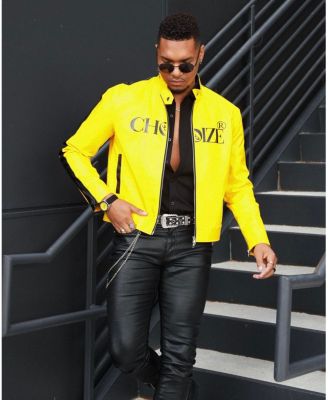 Men's Sport Bezel Watch with Yellow Dial and Black Canvas Strap