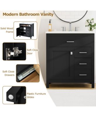 30-Inch Blue Bathroom Vanity with Ceramic Sink and Ample Storage - Ideal Choice for Small Bathrooms