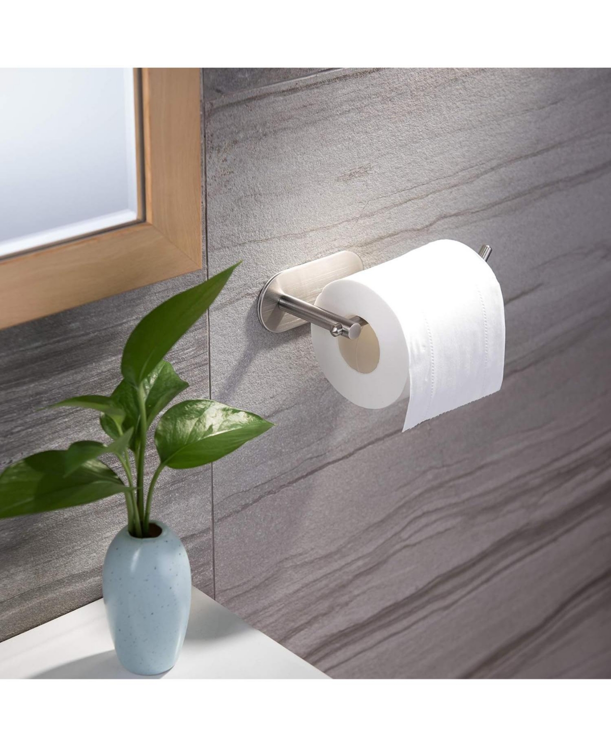 Adhesive Toilet Paper Holder - MST001 Self Adhesive Toilet Roll Holder for Bathroom Kitchen Stick on Wall Stainless Steel Brushed