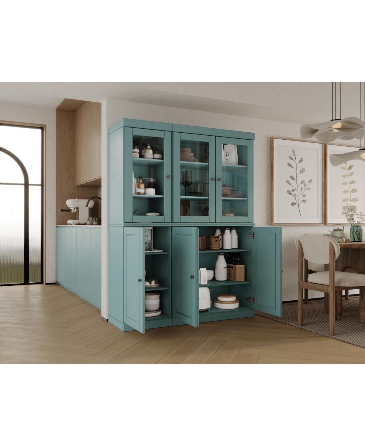Palace Imports 100% Solid Wood 48.5" Pantry China Cabinet with Raised Panel, Clear Glass Doors & Adjustable Shelves