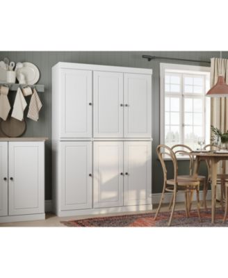 100% Solid Wood Pantry Cabinet with Raised Panel Doors, Adjustable Shelves, 48.5" Wide, 71.5" Tall