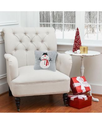 Snowman Knitted Mini Cotton Blend Christmas Accent Pillow 10" x 10"