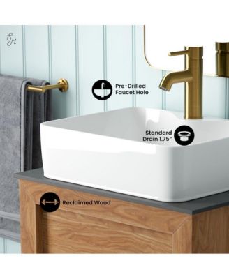 24" Reclaimed Wood Vanity, Slate Countertop and Single Hole Vessel Sink