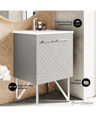 Annecy 24" Freestanding Bathroom Vanity in Greige with Sink Top