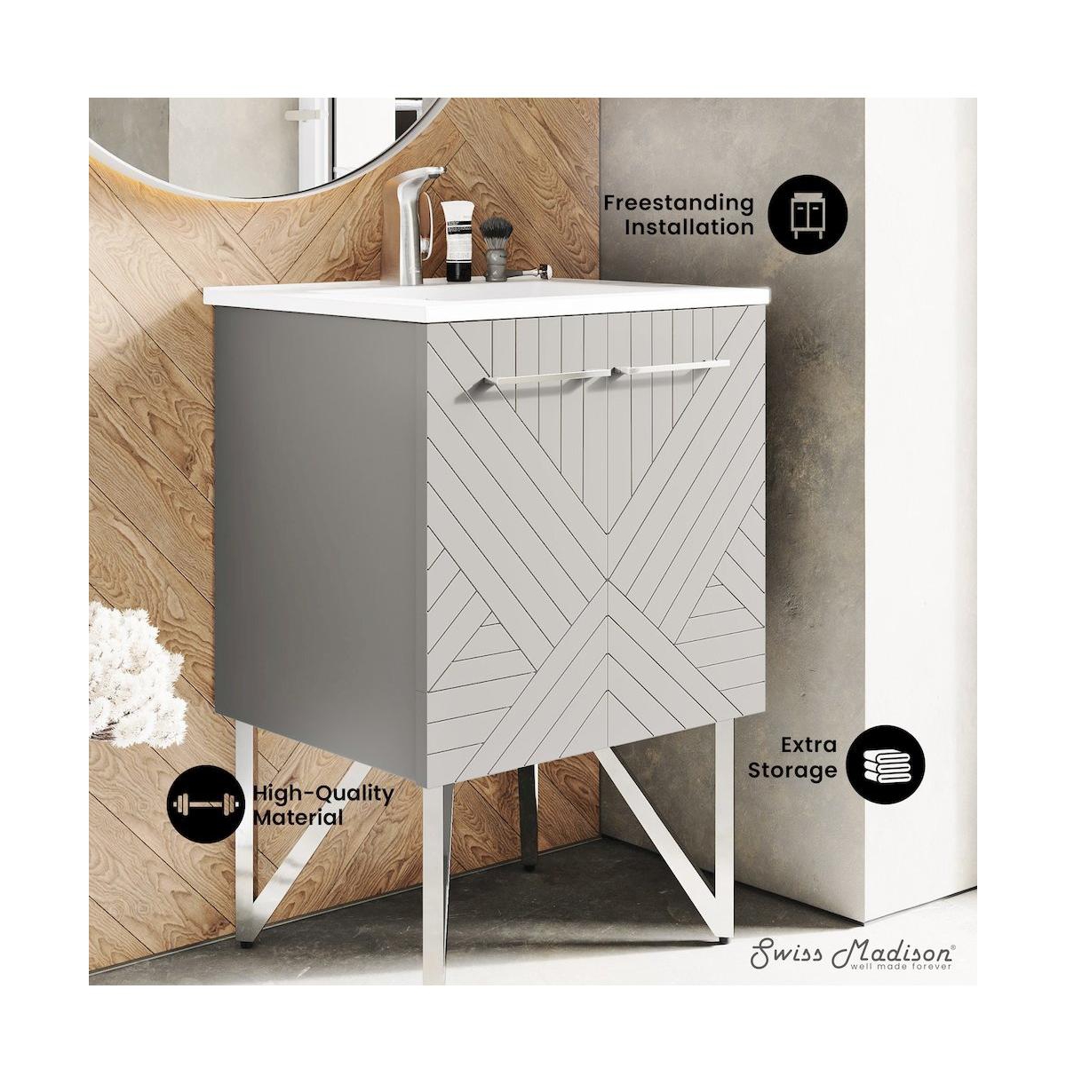 Annecy 24" Freestanding Bathroom Vanity in Greige with Sink Top