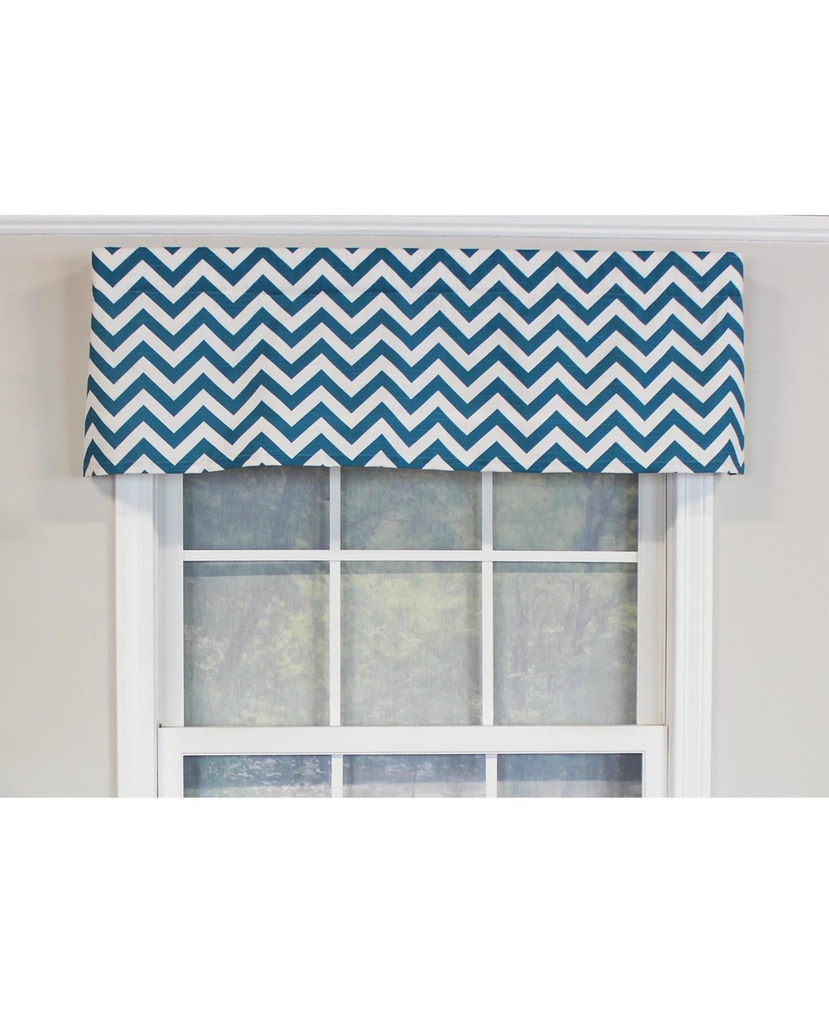 Rlf Home Zig-Zag Tailored 100% Cotton with Fully Lined 3" Rod Pocket Valnance for Windows 50" x 14" Blue