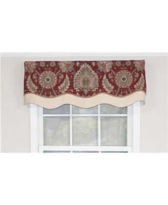 Wakeshire Glory Valance Indigo. 3" Rod Pocket, Layered, Trimmed. 50"W X 16"L