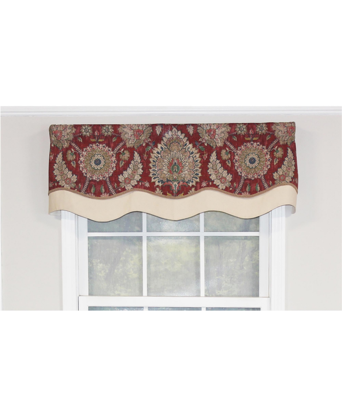 Rlf Home Wakeshire Glory Valance Indigo. 3" Rod Pocket, Layered, Trimmed. 50"W X 16"L