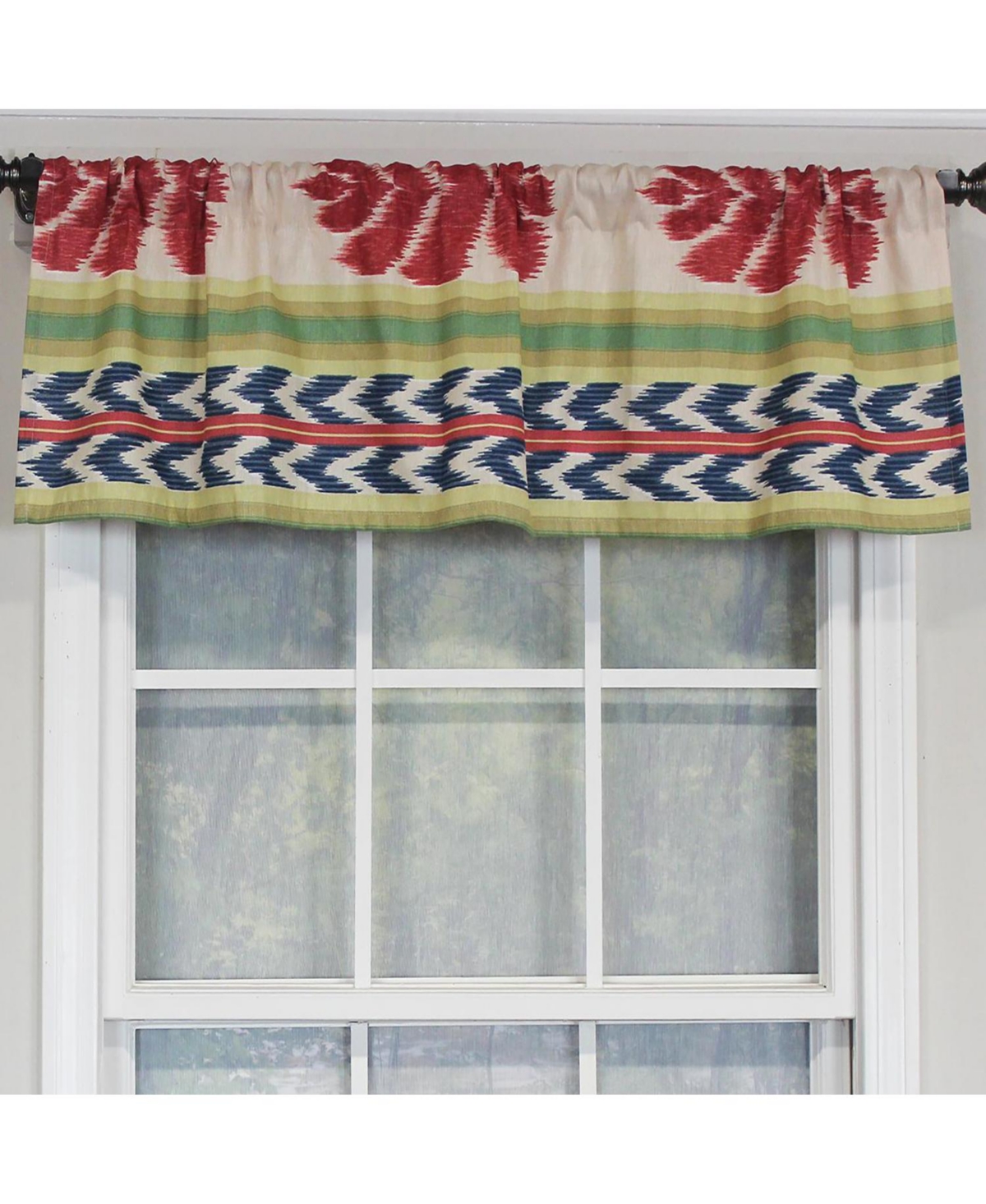 Rlf Home Aztec Tailored 100% Cotton with Fully Lined 3" Rod Pocket Valnance for Windows 50" x 14" Multi