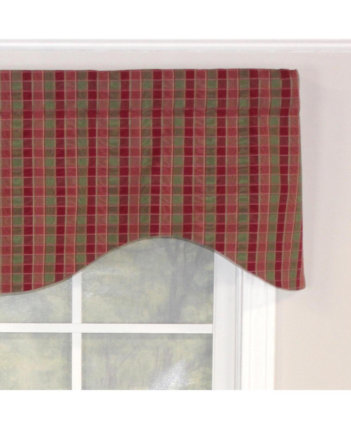 Rlf Home Gabriel Check Cornice 100% Cotton with Fully Lined 3" Rod Pocket Valnance for Windows 50" x 17" Grape