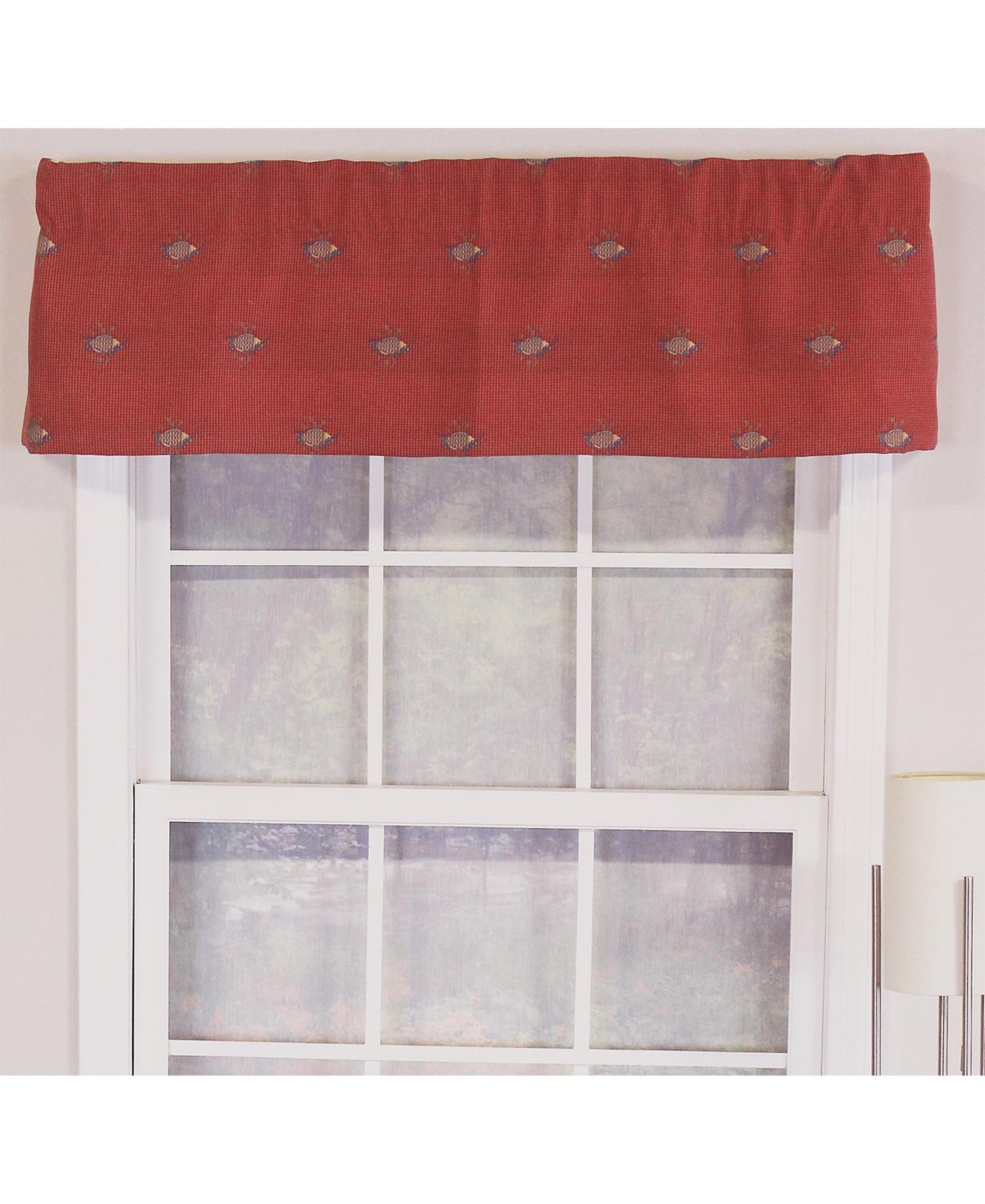 Rlf Home Bubbles Tailored 100% Cotton with Fully Lined 3" Rod Pocket Valnance for Windows 50" x 14" Red