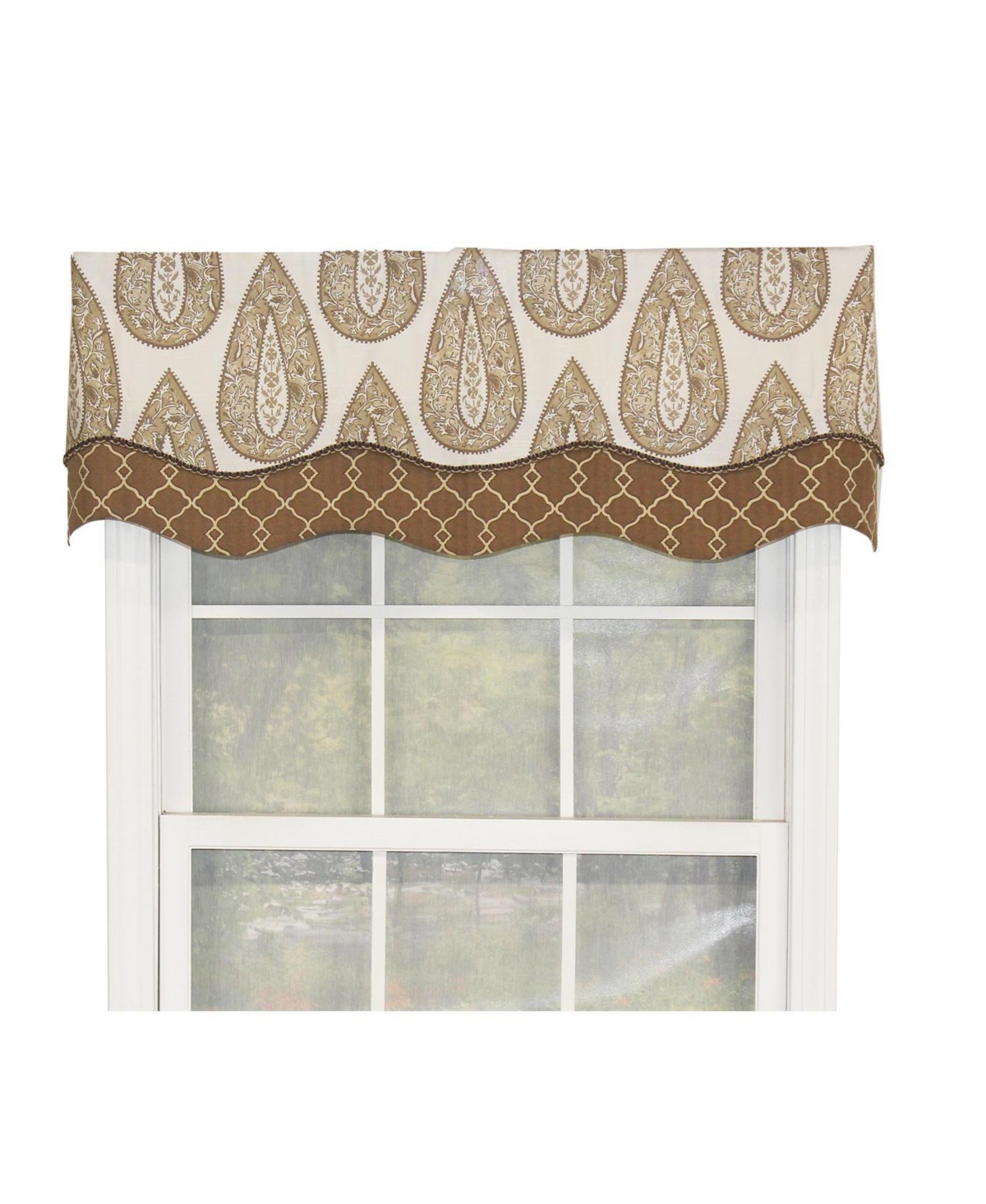 Rlf Home Yorkshire Window Treatment Glory Premium Quality Valance 3" Rod Pocket 50" x 16" Cafe