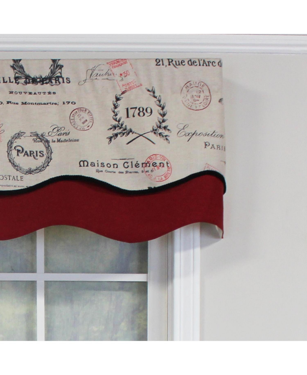 Rlf Home Mason Trimmed Glory 100% Cotton with Fully Lined 3" Rod Pocket Valnance for Windows 50" x 16" Linen