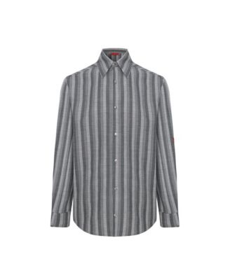 Men's Linen-Blend Checked Woven Button-Up Shirt