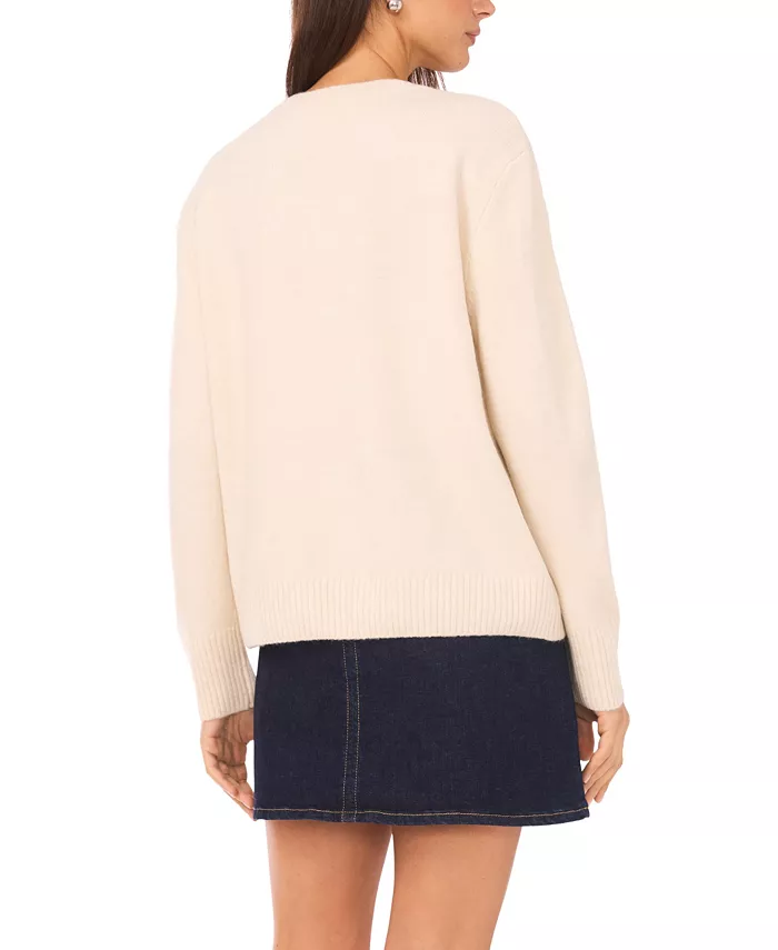Women's Crewneck Rose Motif Long-Sleeve Sweater - thumbnail 3