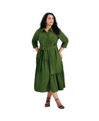 Women's Plus Size Flora Belted Shirtdress