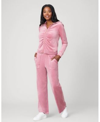 Women's Ruched Zip-Up Velour Set