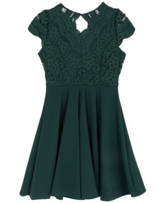 Rare Editions - Girls 7-16 Lace and Skater Short-Sleeve Dress