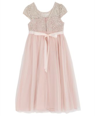 Girls' 2T-6X Cap-Sleeve Round Neck Dress