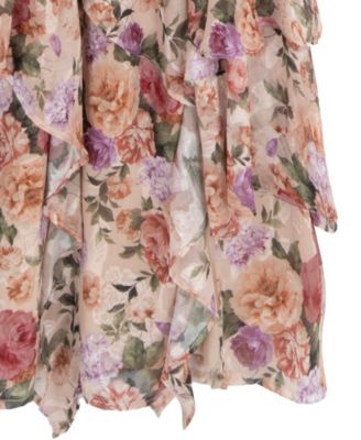 Girls' 7-16 Halter Neck Printed Burnout Chiffon Maxi Dress