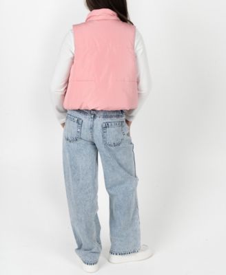 Girls' 7-16 Puffer Vest, Graphic T-Shirt and Distressed Jeans, 3-Piece Set