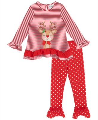 Rare Editions - Girls 4T-6X 2-Piece Long-Sleeve Striped Top and Leggings Set
