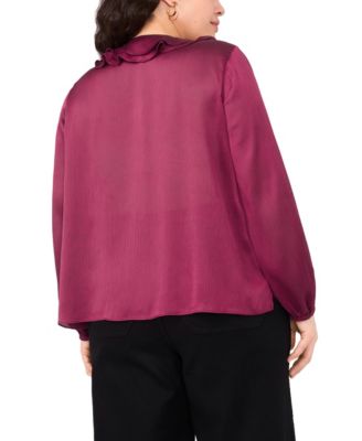 Plus Size Double Ruffle Front V-Neck Blouse