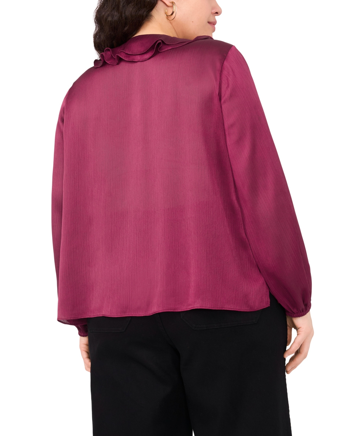 Vince Camuto Plus Double Ruffle Front V-Neck Blouse