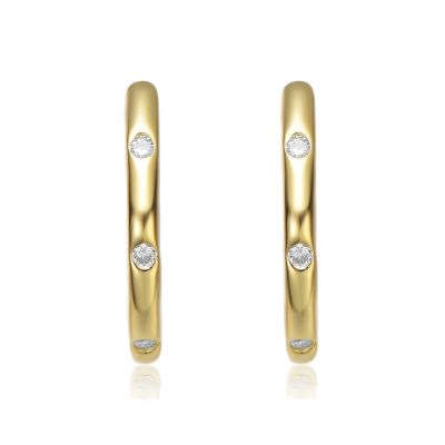 Kids 14K Gold Plated Colored Enamel Cubic Zirconia Hoop Earrings