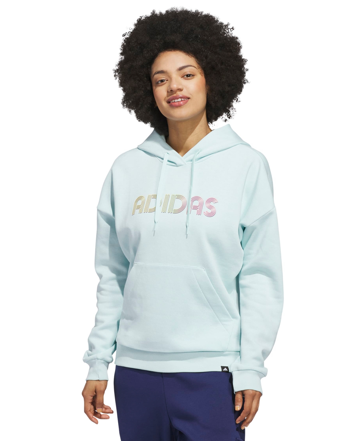 Adidas Originals Women's Wordmark Graphic Hooded Sweatshirt In Green