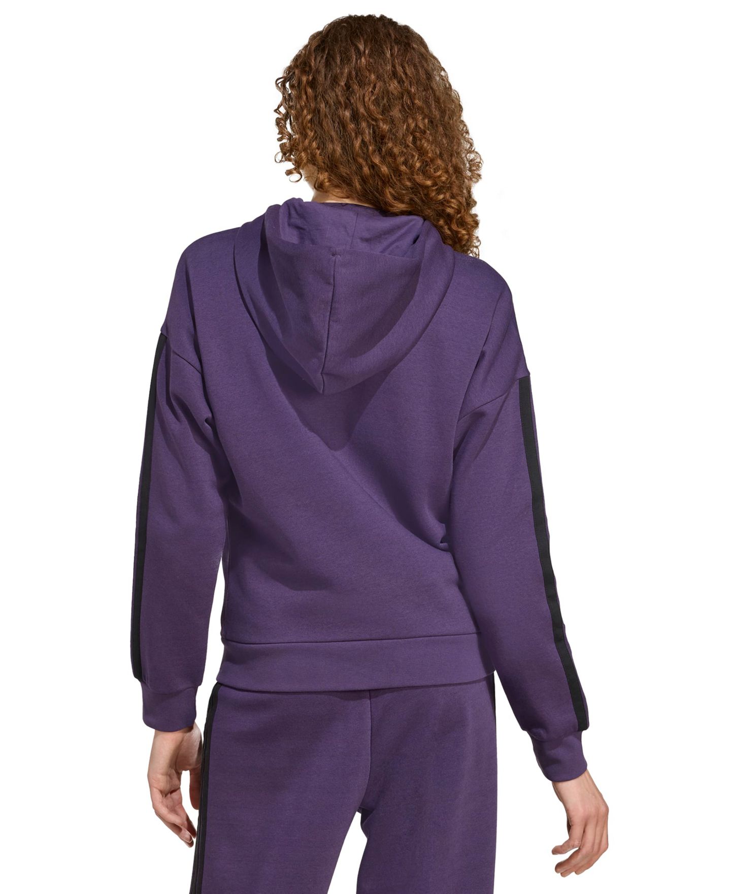 Женское худи adidas 3-Stripe Fleece Full-Zip, цвет: Сливовый / Чёрный — фото 4