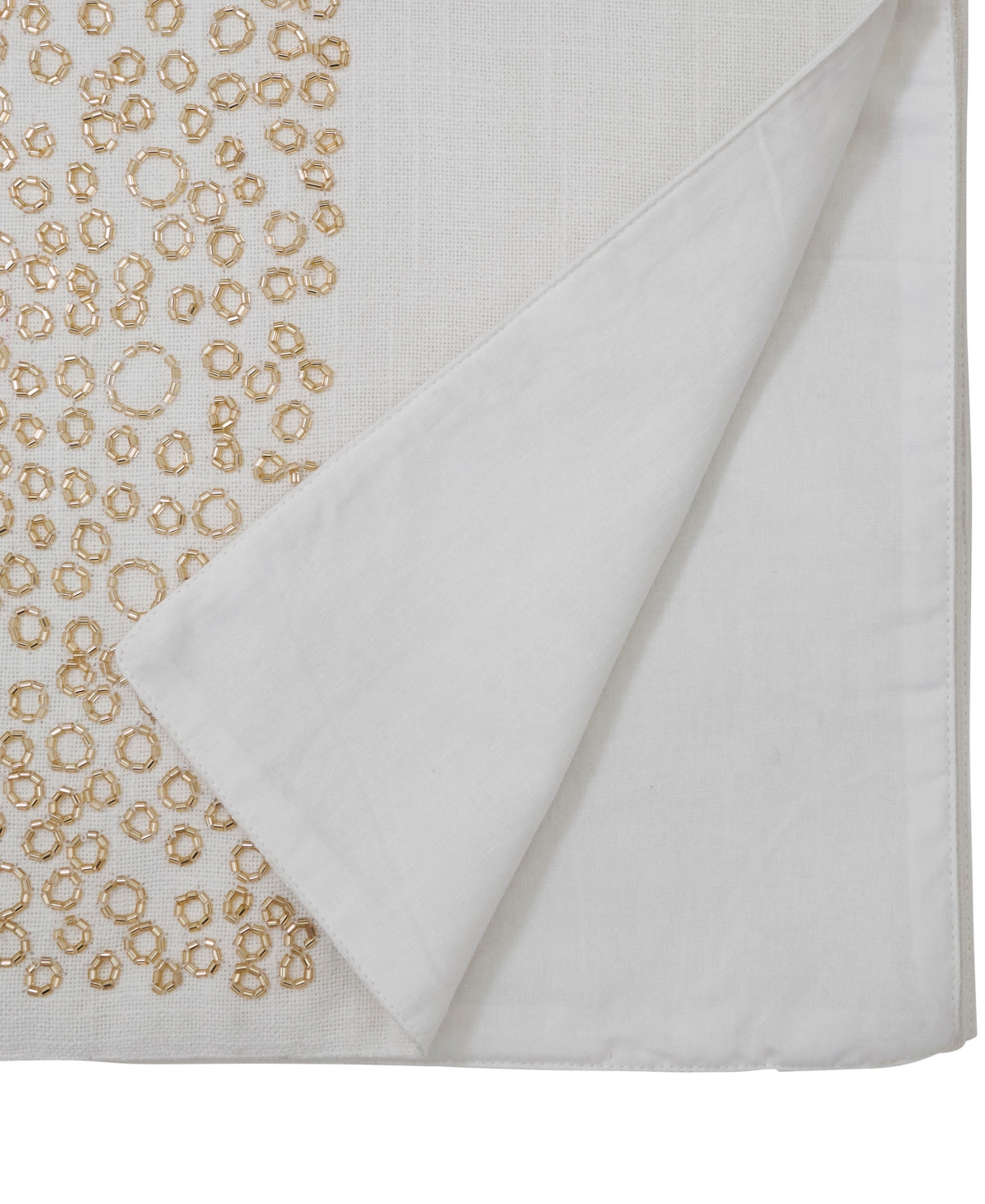 Saro Lifestyle Beaded Band Table Runner, 16" X 72" In White