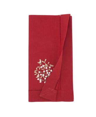 Embr'D Mistetoe Hemstitch Napkin, Set of 6