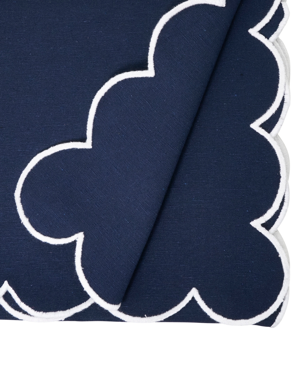 Saro Lifestyle Scalloped Table Runner, 16" X 72" In Blue