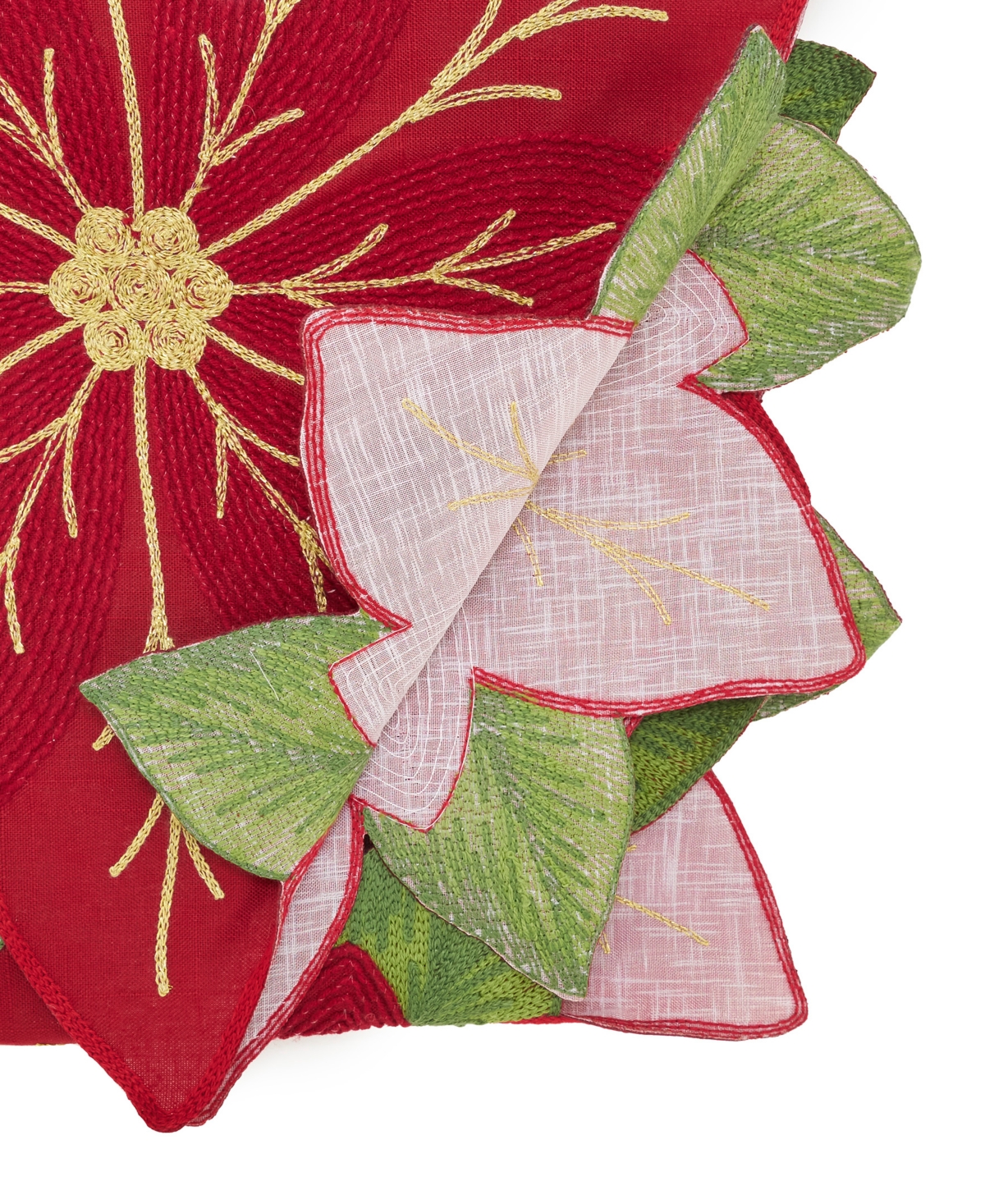 Saro Lifestyle Poinsettia Table Runner, 16" X 70" In Red