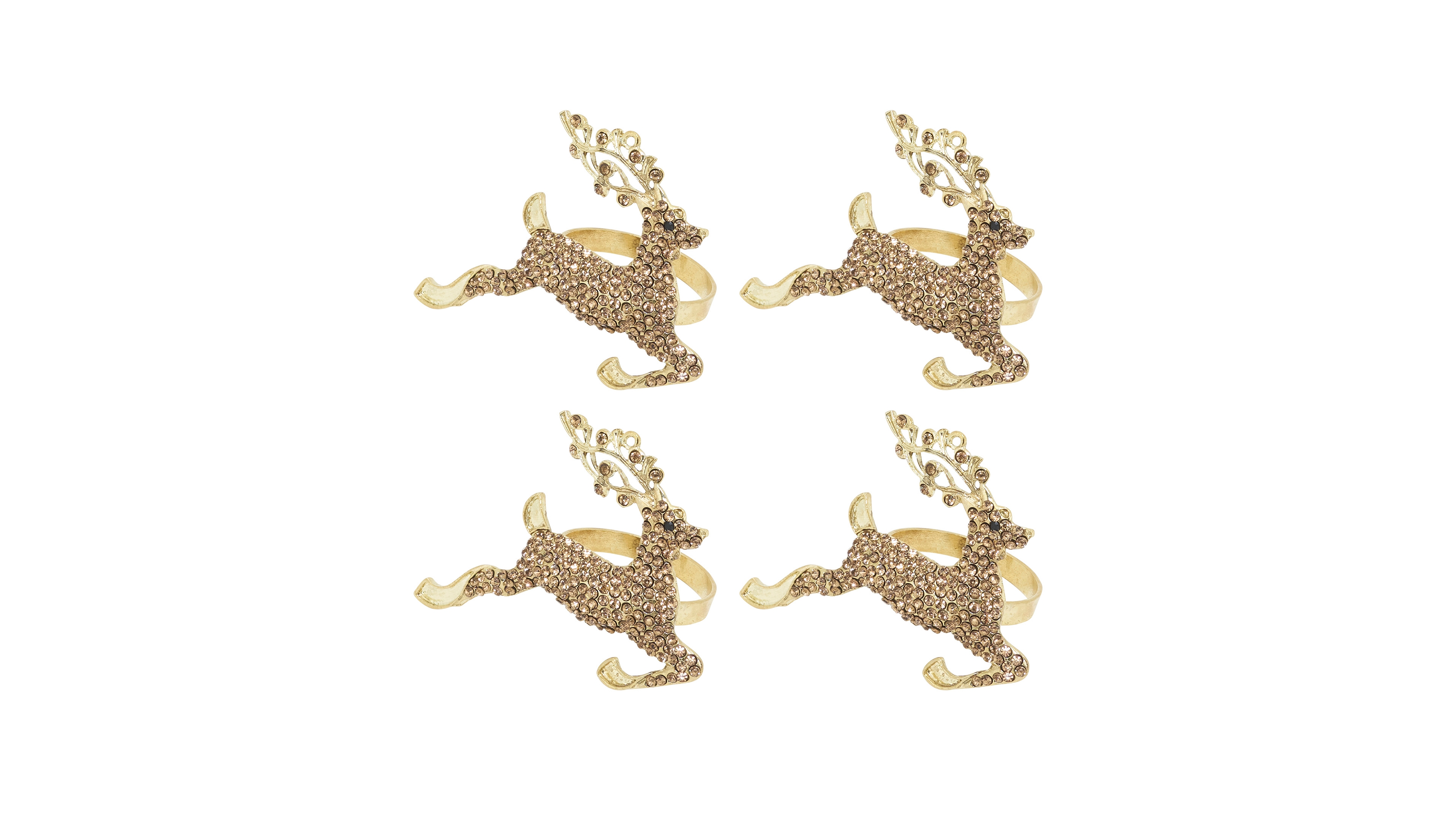 Saro Lifestyle Beaded Reindeer Napkin Ring, Set of 4