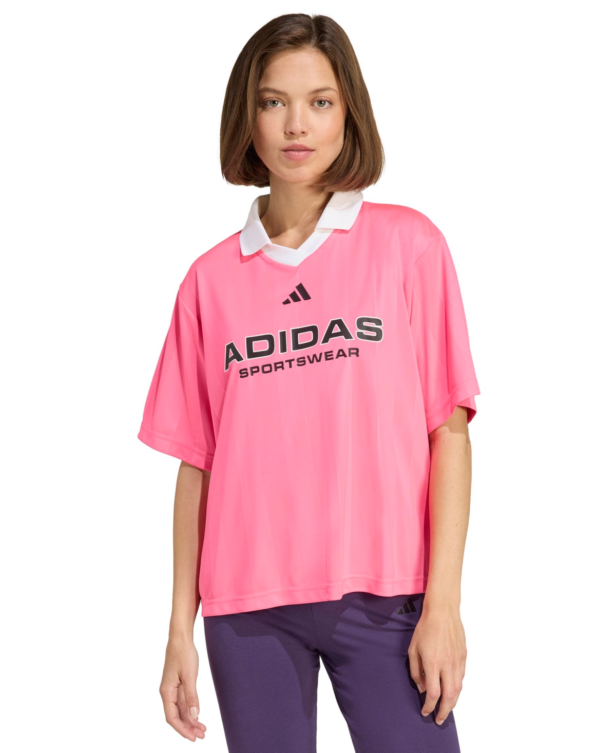 Adidas Originals Women's Tiro Q4 Pull Over T Shirt In Pink