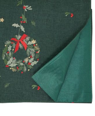 Embroidered Wreath Table Runner, 16" x 70"