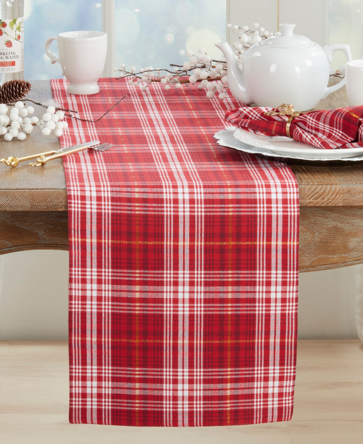 Saro Lifestyle Plaid Table Runner, 13" x 72"