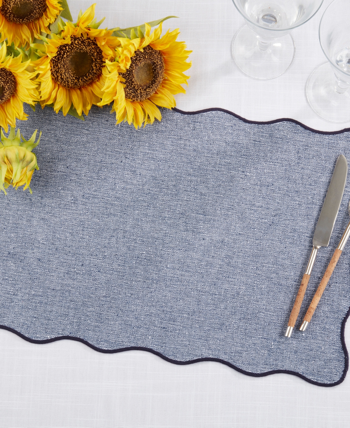 Saro Lifestyle Eco Scallop Border Placemat, Set Of 4 In Blue