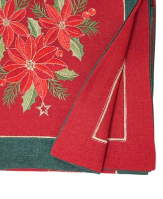 Embroidered Poinsettia Table Runner, 16" x 72"