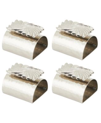 Spun Shine Hammered Napkin Ring, Set of 4