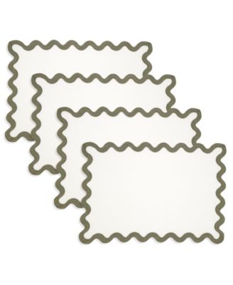 Linen Eco Scallop Border Placemat, Set of 4