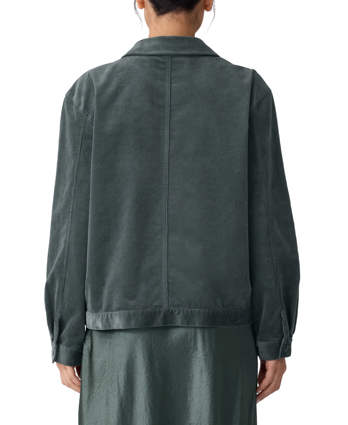Eileen Fisher Organic Cotton Stretch Corduroy Jacket In Green